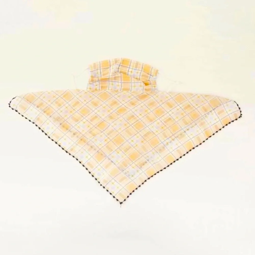 Tan & White Plaid Facemask & Scarf Adjustable Ear Strips 4 A Comfortable Fit